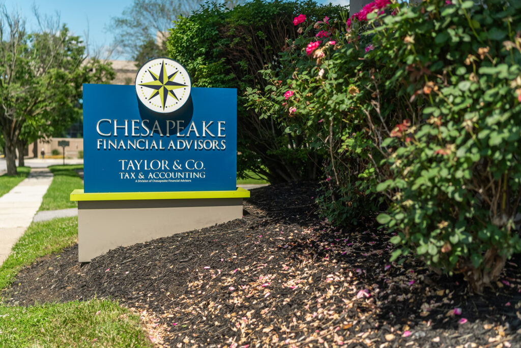 exterior sign for Chesapeake Financial Advisors.