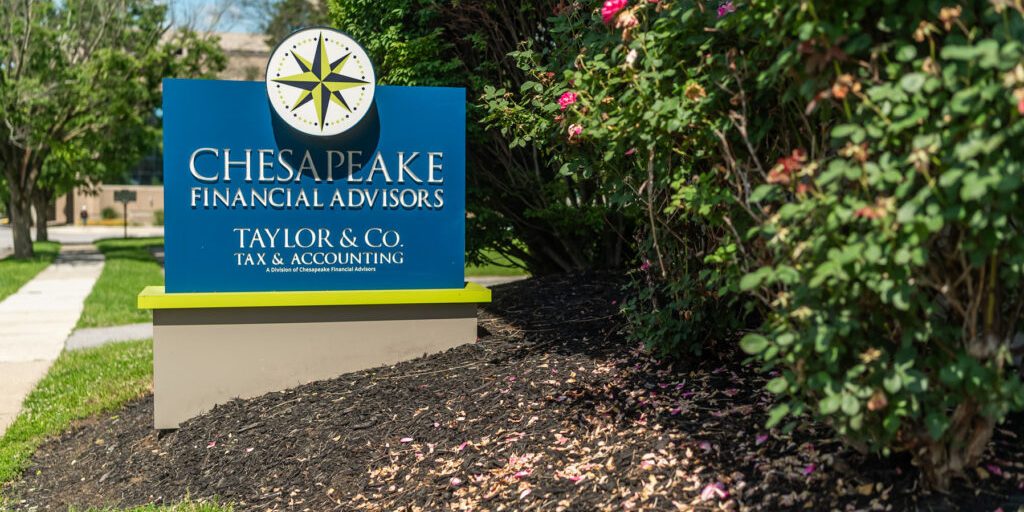 exterior sign for Chesapeake Financial Advisors.